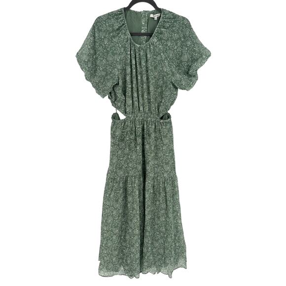 Madewell New! Seersucker Puff-Sleeve Cutout Midi Dress Piazza Floral Summer L - Picture 1 of 10
